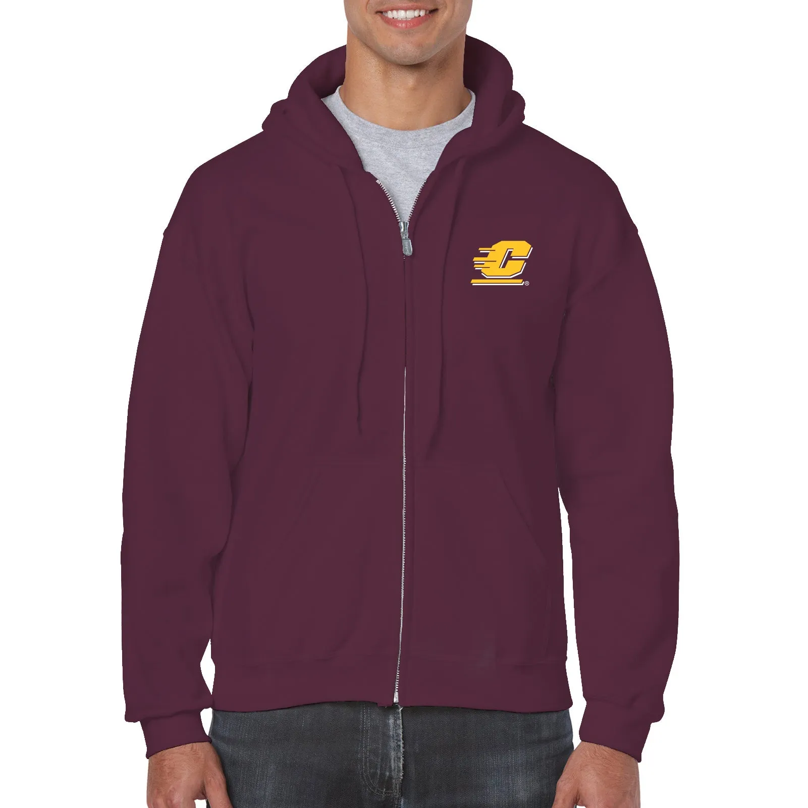 Central Michigan University Chippewas Action C Zip Hoodie - Maroon