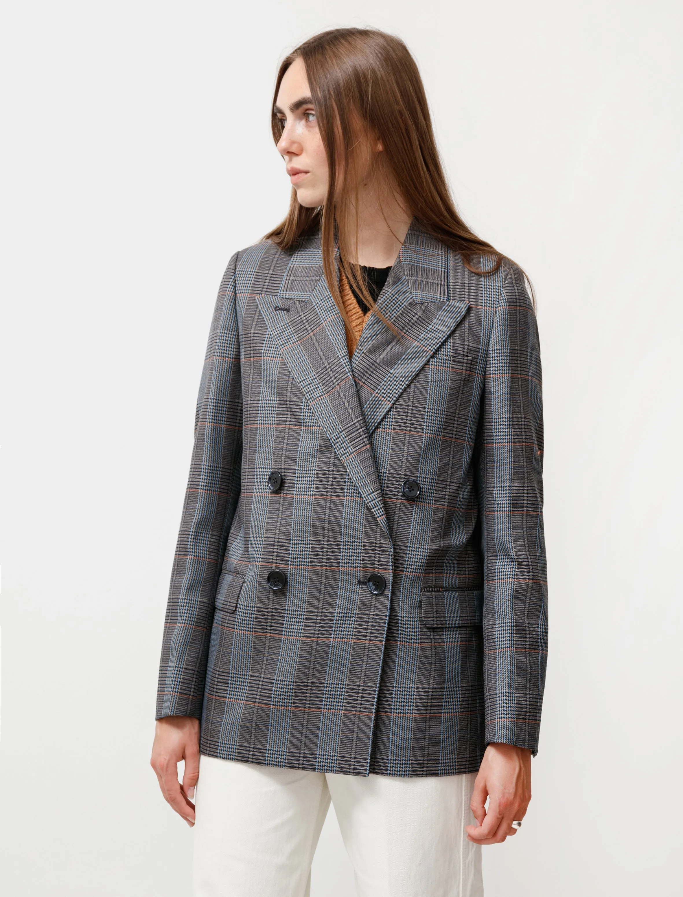 Checked Suit Jacket Blue/Orange