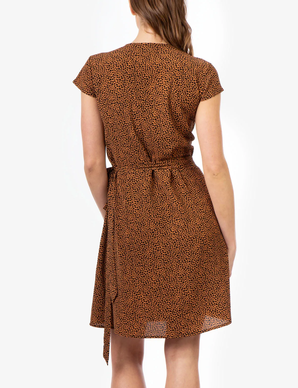 CHEETAH PRINT TIE FRONT DRESS