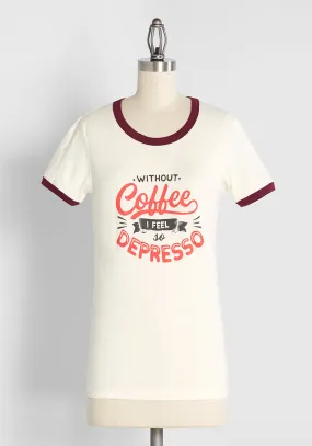 Coffee Is My Anti-Depresso Graphic Ringer Tee