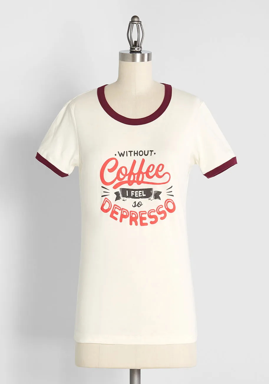 Coffee Is My Anti-Depresso Graphic Ringer Tee