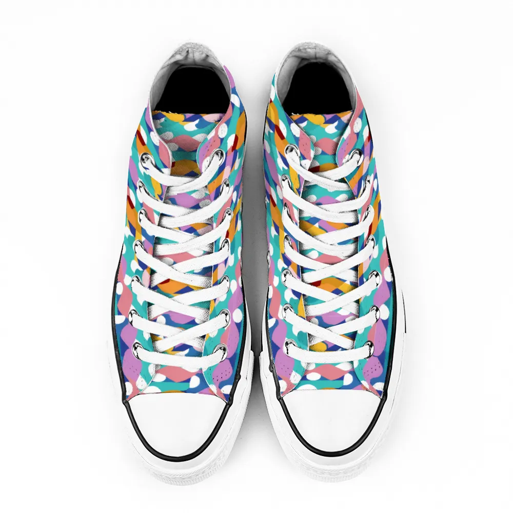 Colorful Pattern Collection - Classic Unisex High Top Canvas Sneakers