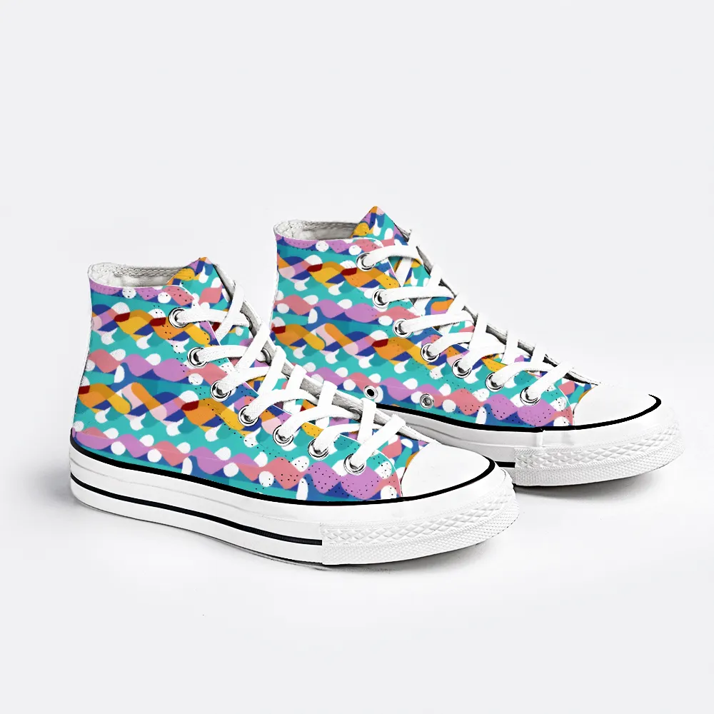 Colorful Pattern Collection - Classic Unisex High Top Canvas Sneakers