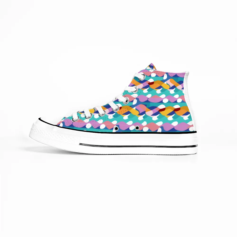 Colorful Pattern Collection - Classic Unisex High Top Canvas Sneakers