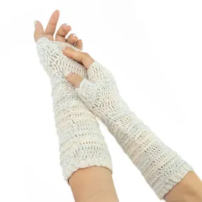 Crochet Fingerless Gloves Cashmere Rayon Cream, 2 sizes