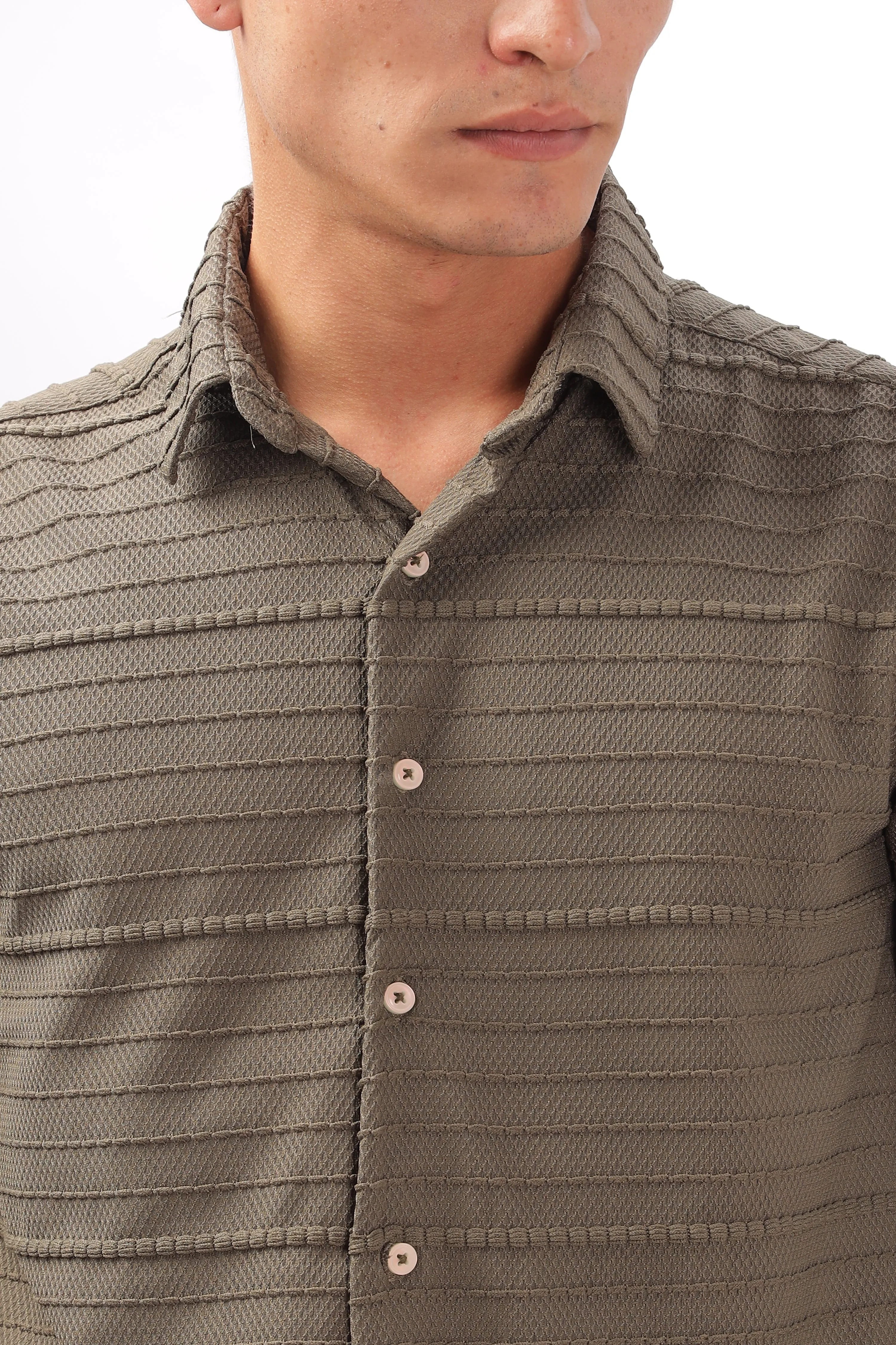 Crochet Textured Brown Shirt