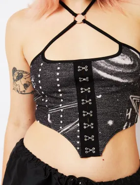 Crop Top in Monochrome Space Print Co-ord