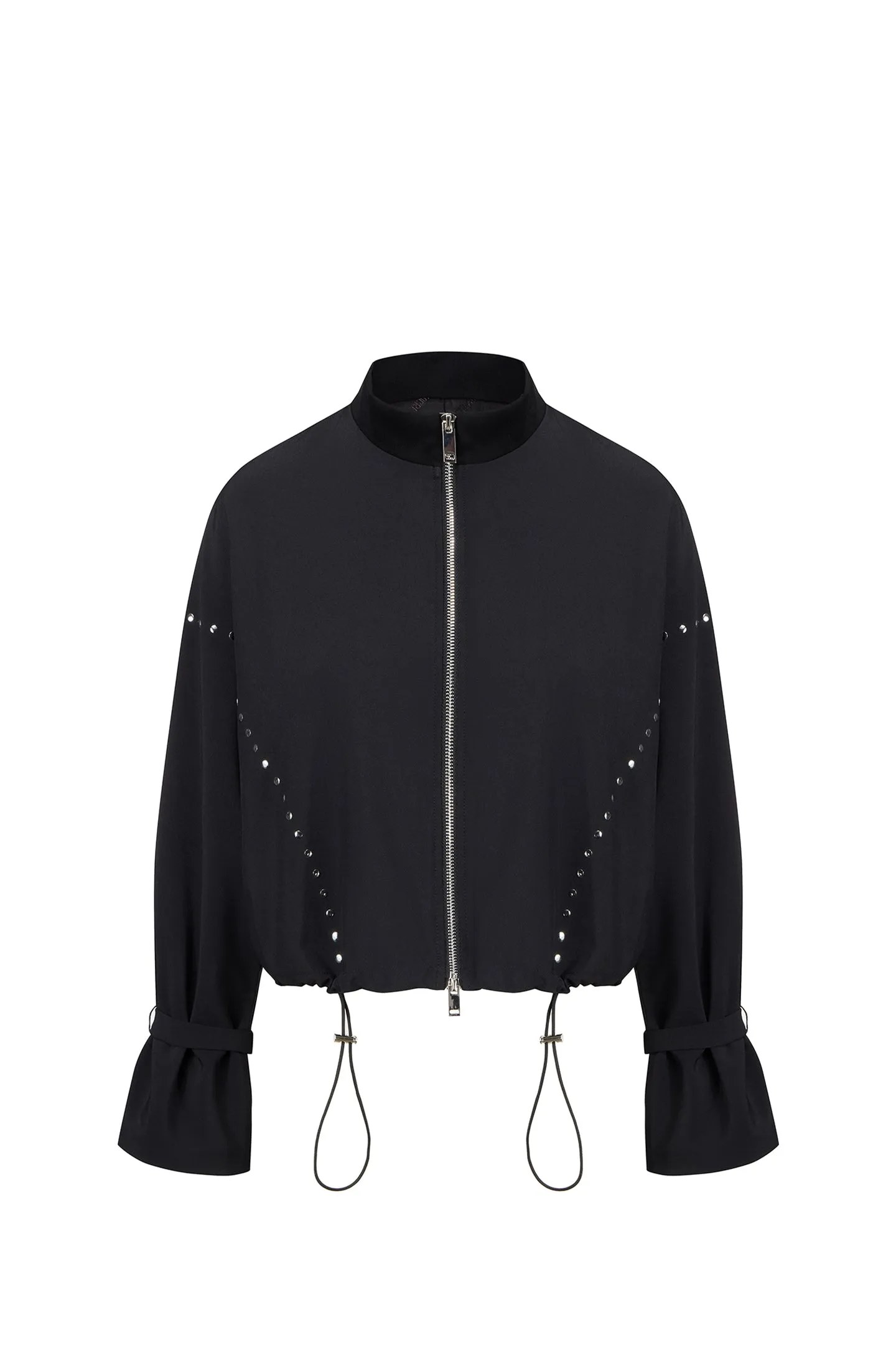 Cropped Studded Drawstring Jacket