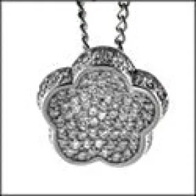 Cubic Zirconia Cz 3 D Flower 2.5 TCW Round Pave Set Pendant