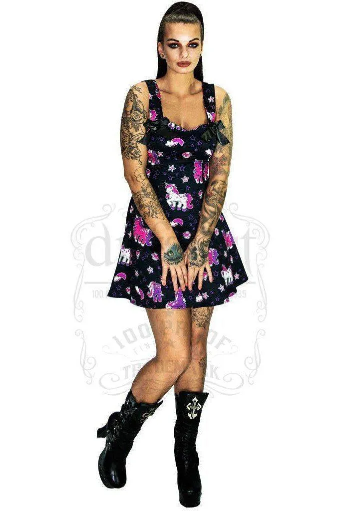 Cute Purple Unicorns Black Mini Dress - Emily