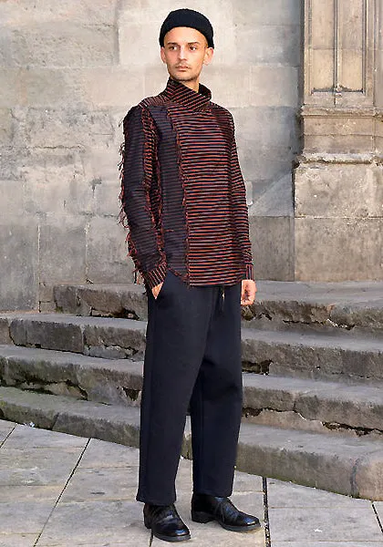 DAMIR DOMA MENS TIJS STRIPE SHIRT COAL/CADMIUM