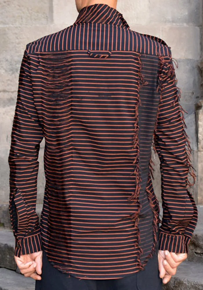 DAMIR DOMA MENS TIJS STRIPE SHIRT COAL/CADMIUM