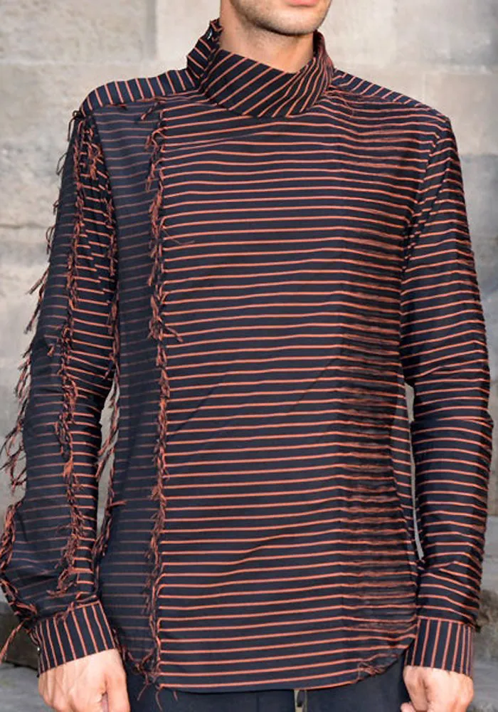 DAMIR DOMA MENS TIJS STRIPE SHIRT COAL/CADMIUM