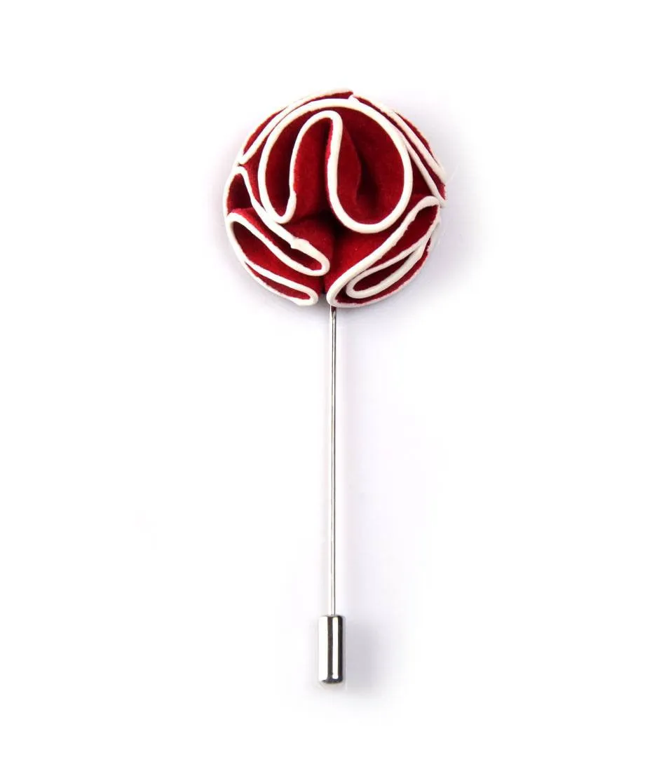 Dark Red With White Border Flower Lapel Pin