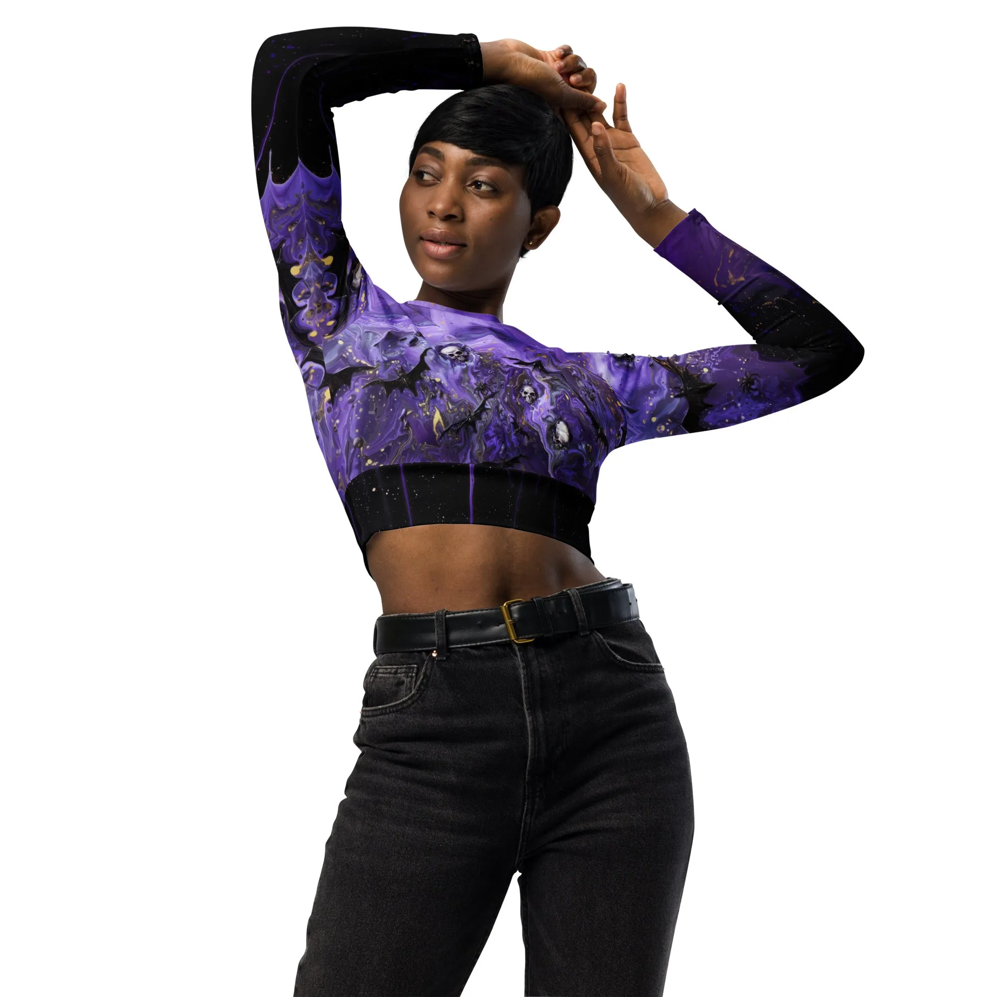 Darker Side of Purple Recycled long-sleeve crop top