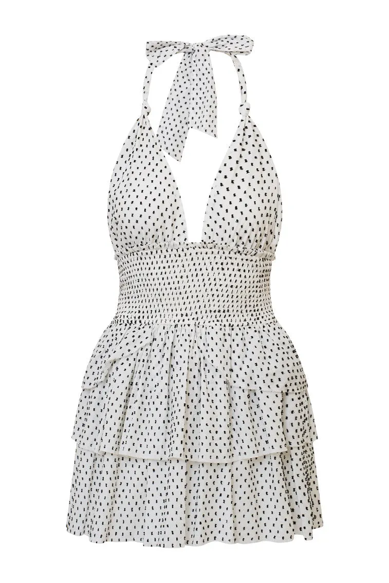 Deanna Polka Dot Halter Mini Dress