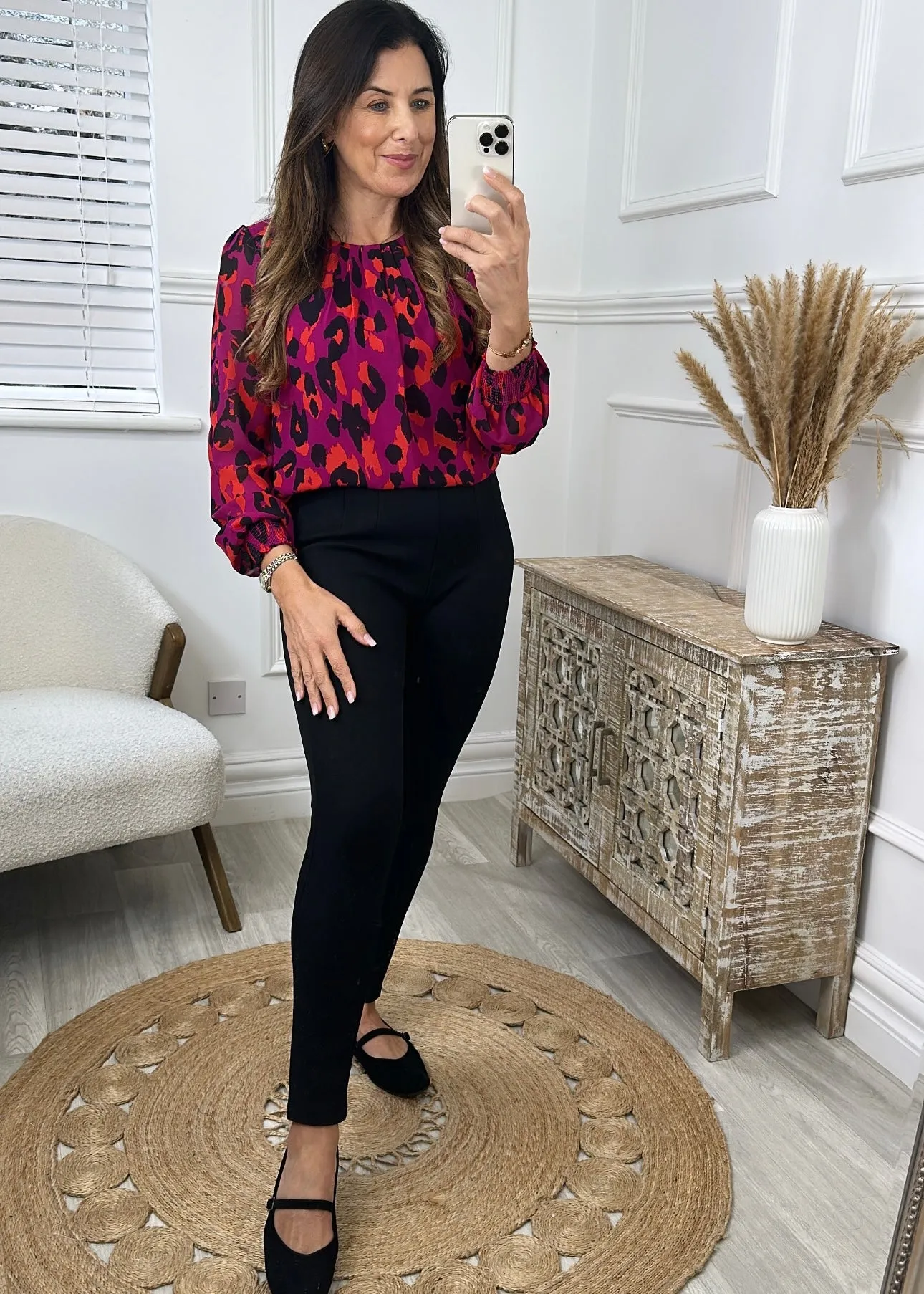 Dilys Magenta Animal Print Blouse