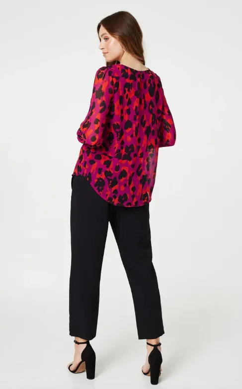 Dilys Magenta Animal Print Blouse