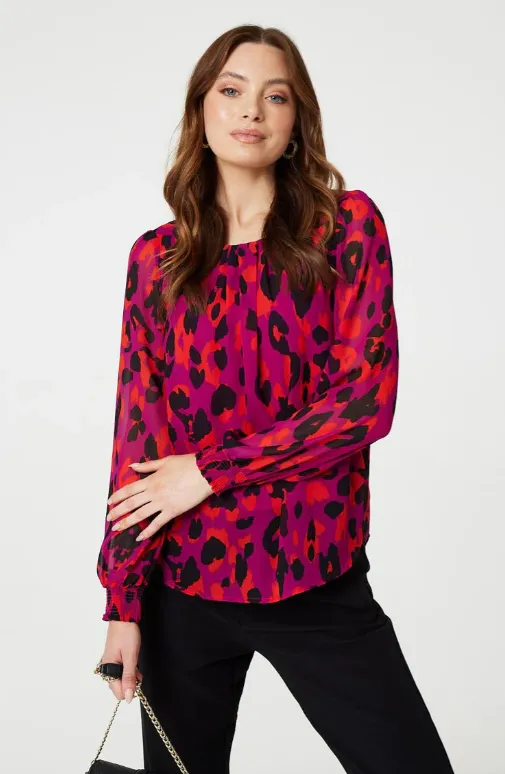 Dilys Magenta Animal Print Blouse