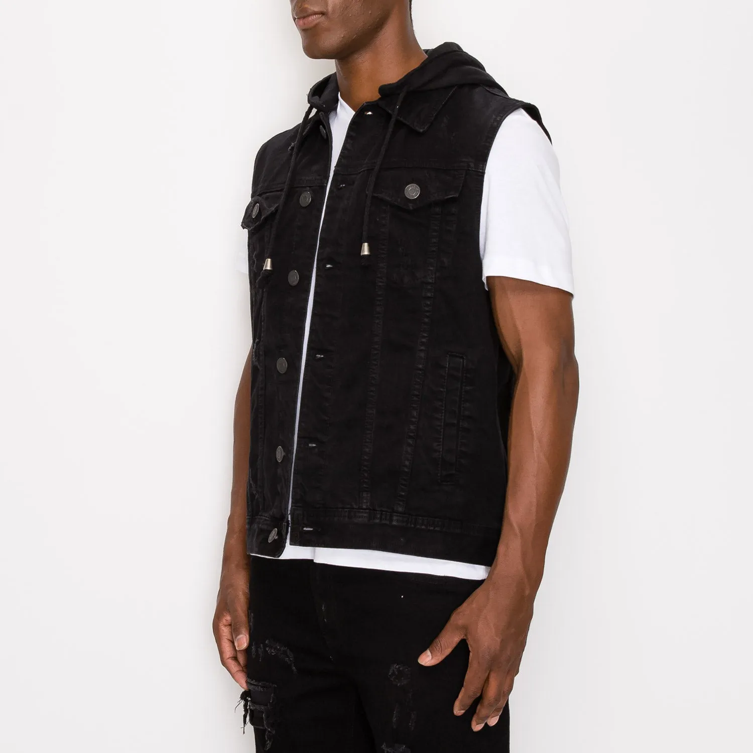 DK108 Detachable Hooded Denim Vest (Open Pack)