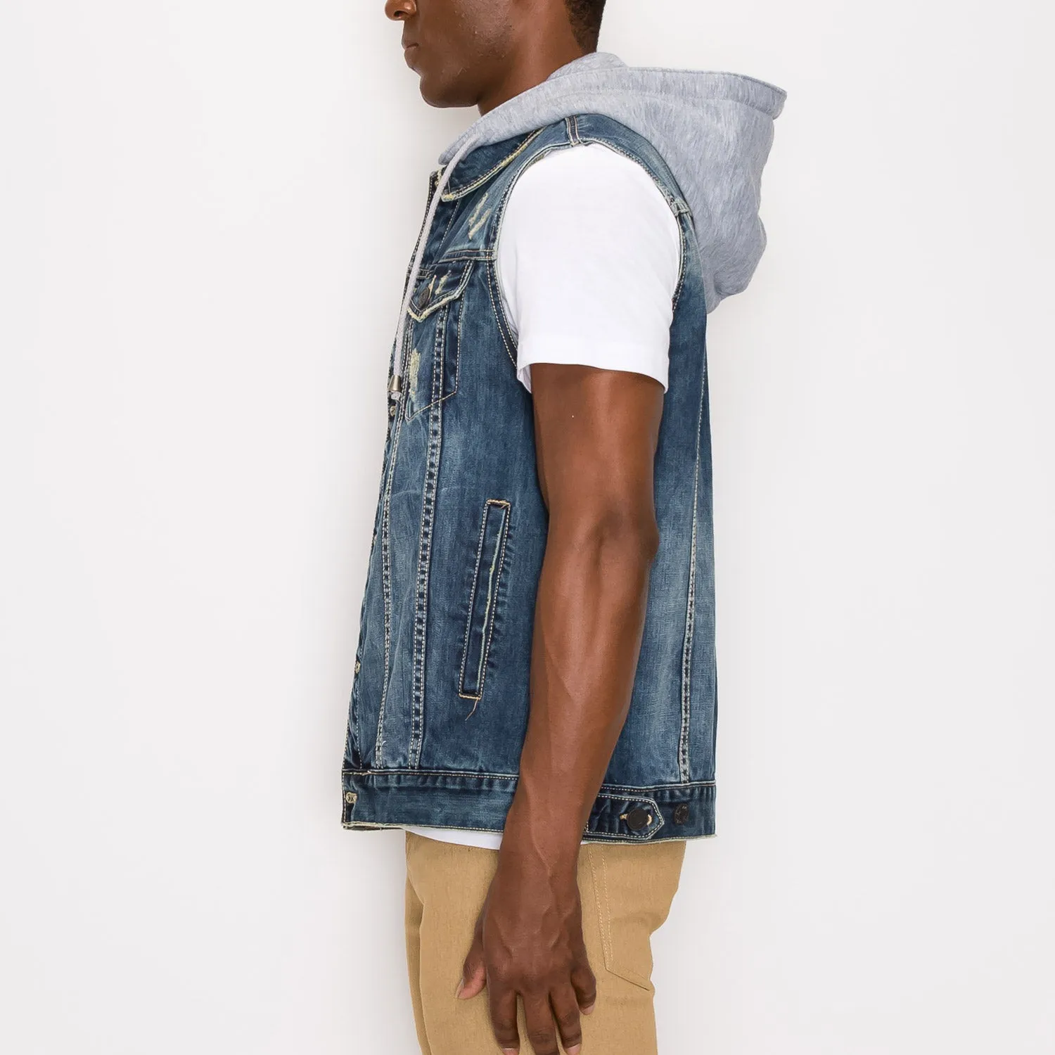 DK108 Detachable Hooded Denim Vest (Open Pack)