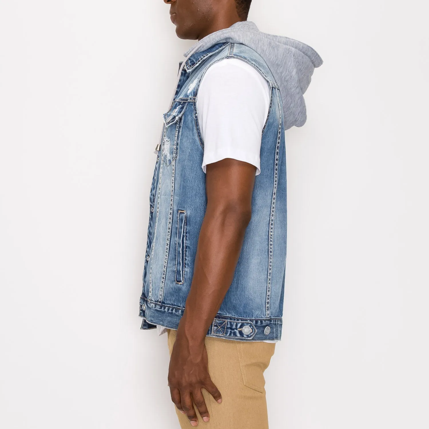 DK108 Detachable Hooded Denim Vest (Open Pack)