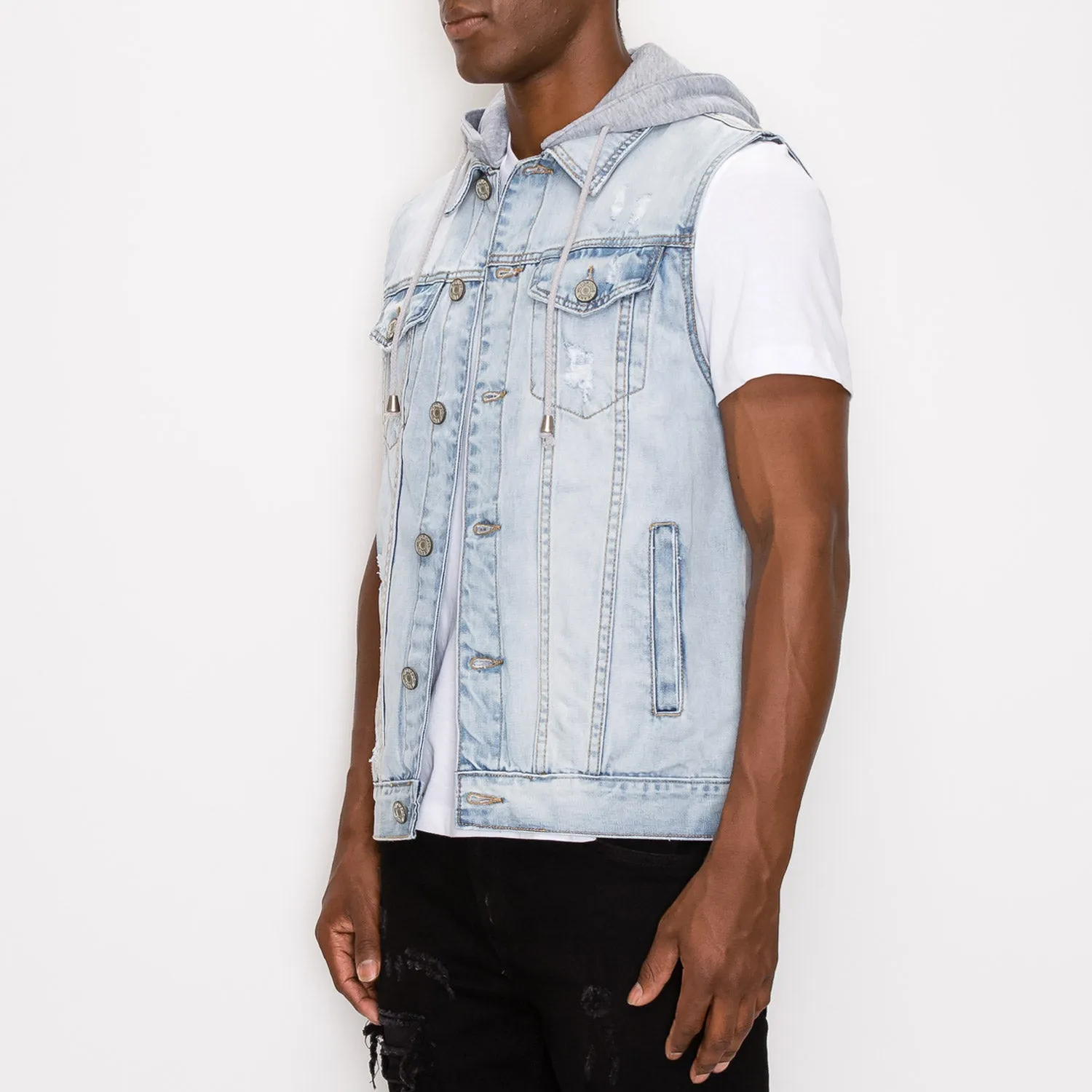 DK108 Detachable Hooded Denim Vest (Open Pack)