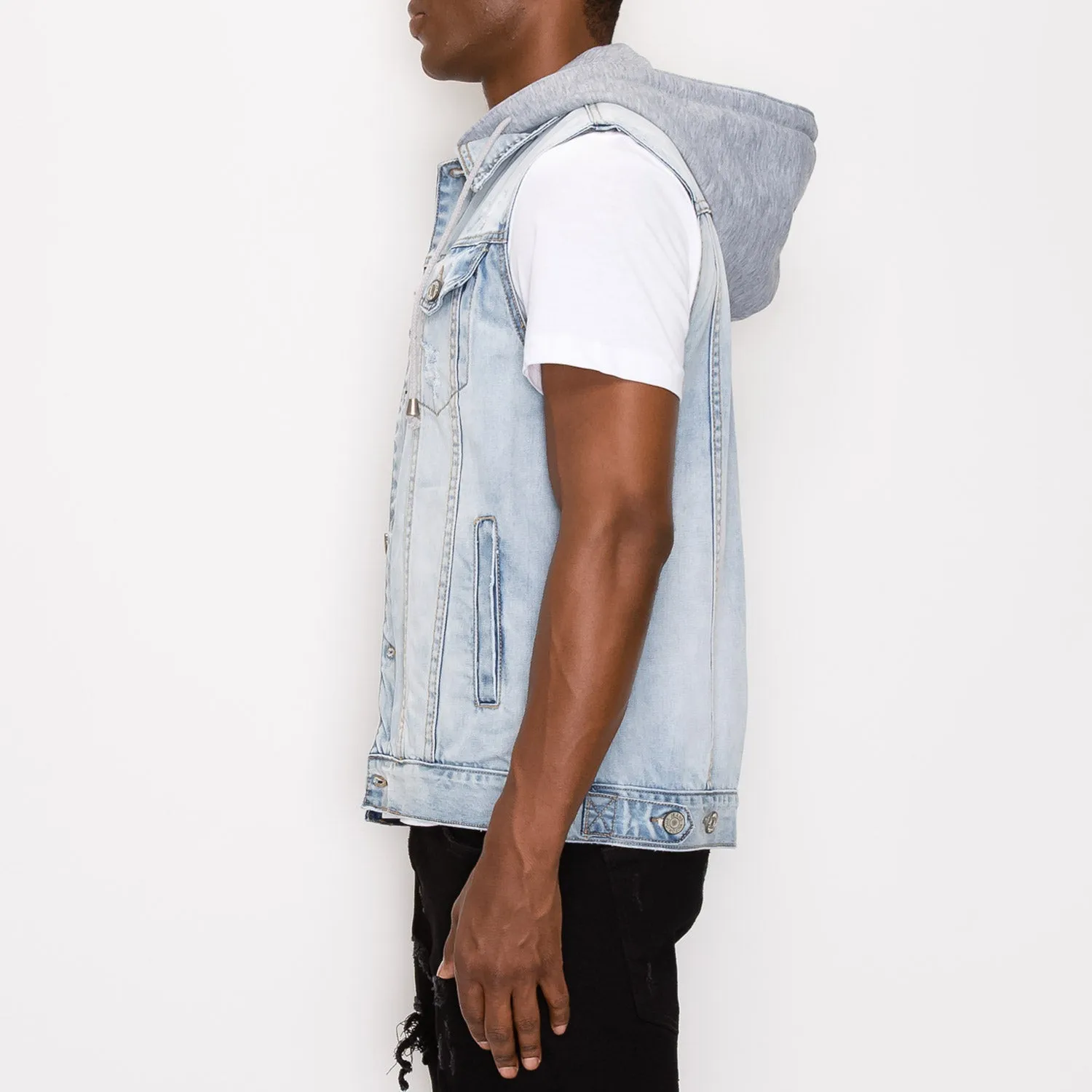 DK108 Detachable Hooded Denim Vest (Open Pack)