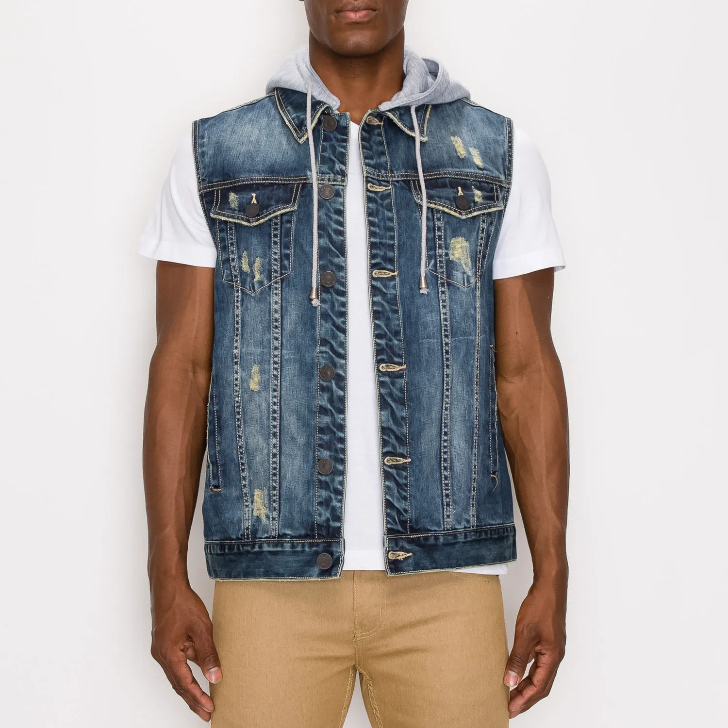 DK108 Detachable Hooded Denim Vest (Open Pack)