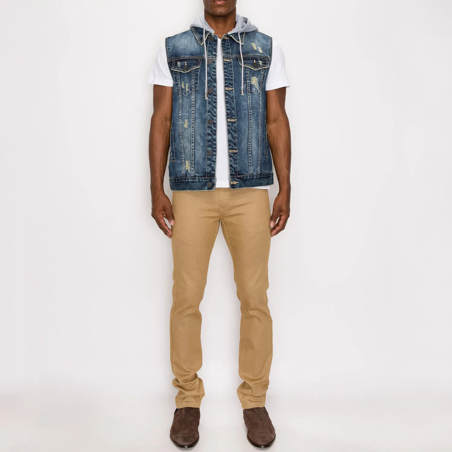 DK108 Detachable Hooded Denim Vest (Open Pack)