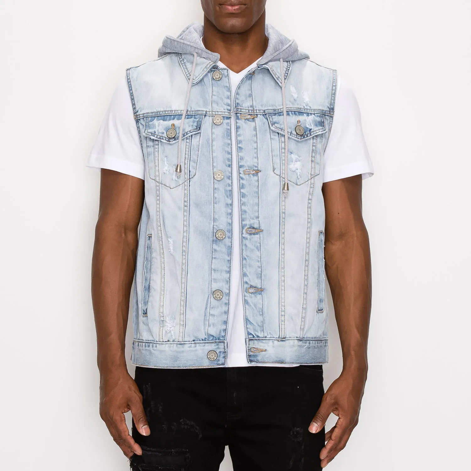 DK108 Detachable Hooded Denim Vest (Open Pack)