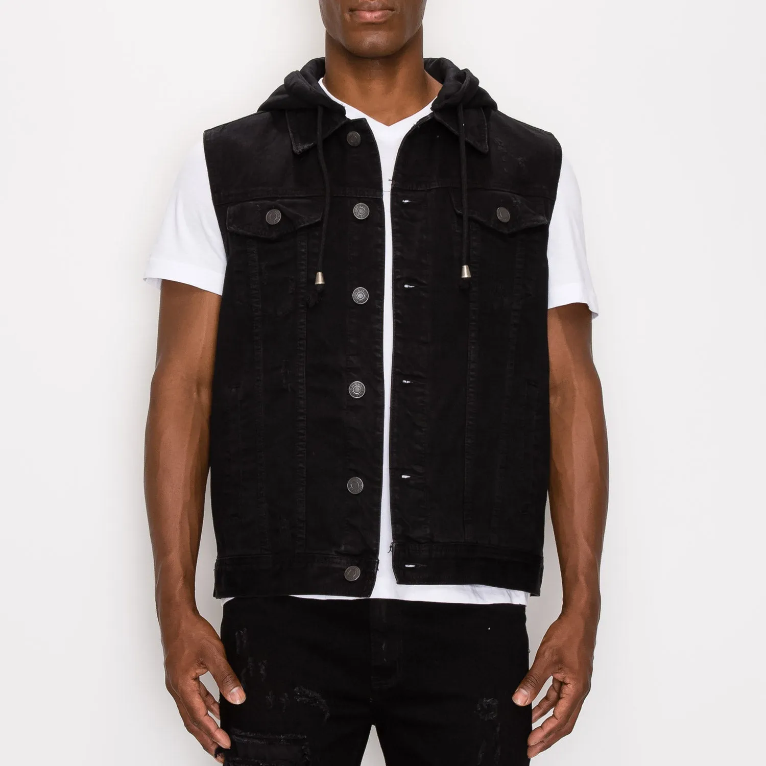 DK108 Detachable Hooded Denim Vest (Open Pack)