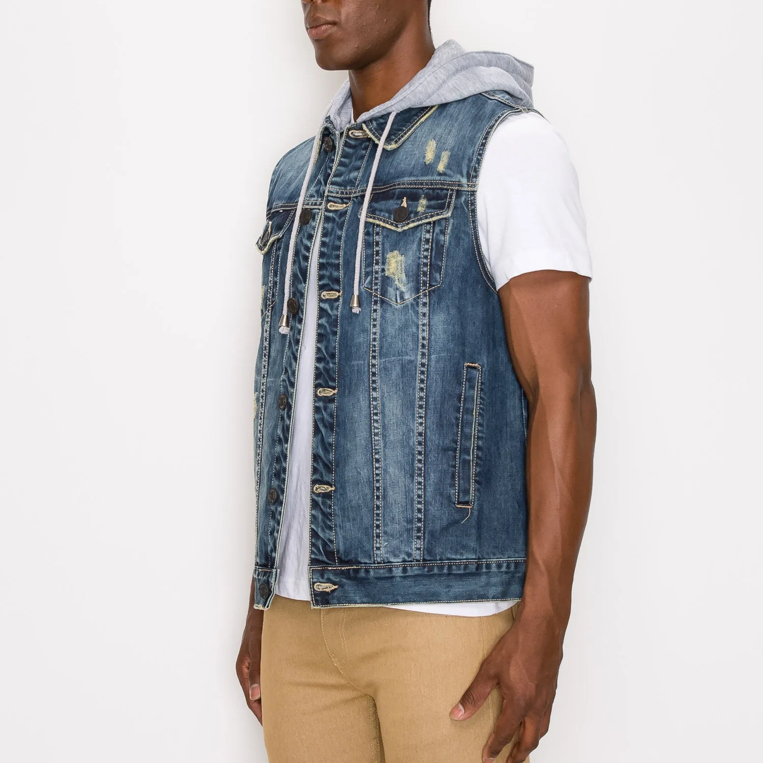 DK108 Detachable Hooded Denim Vest (Open Pack)