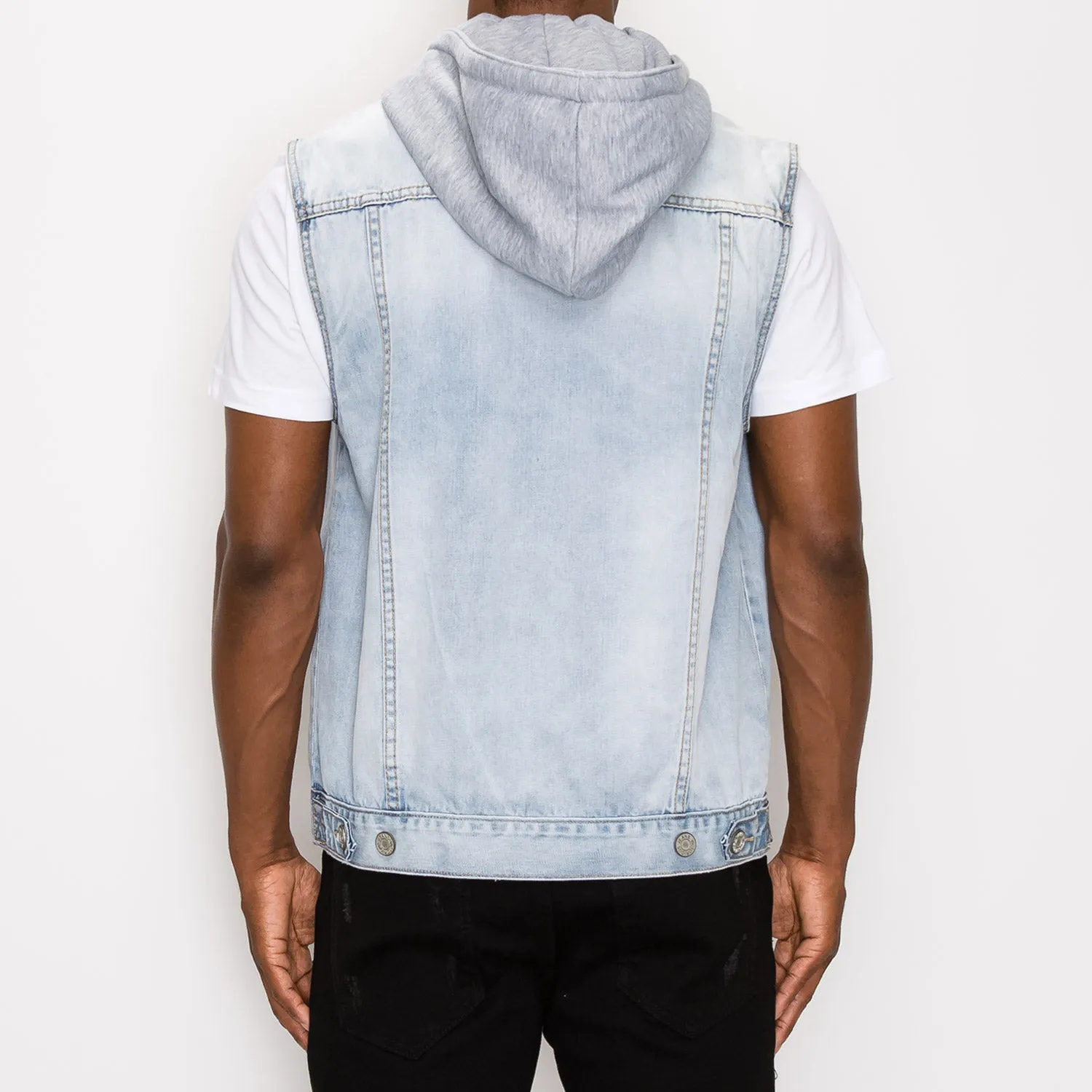 DK108 Detachable Hooded Denim Vest