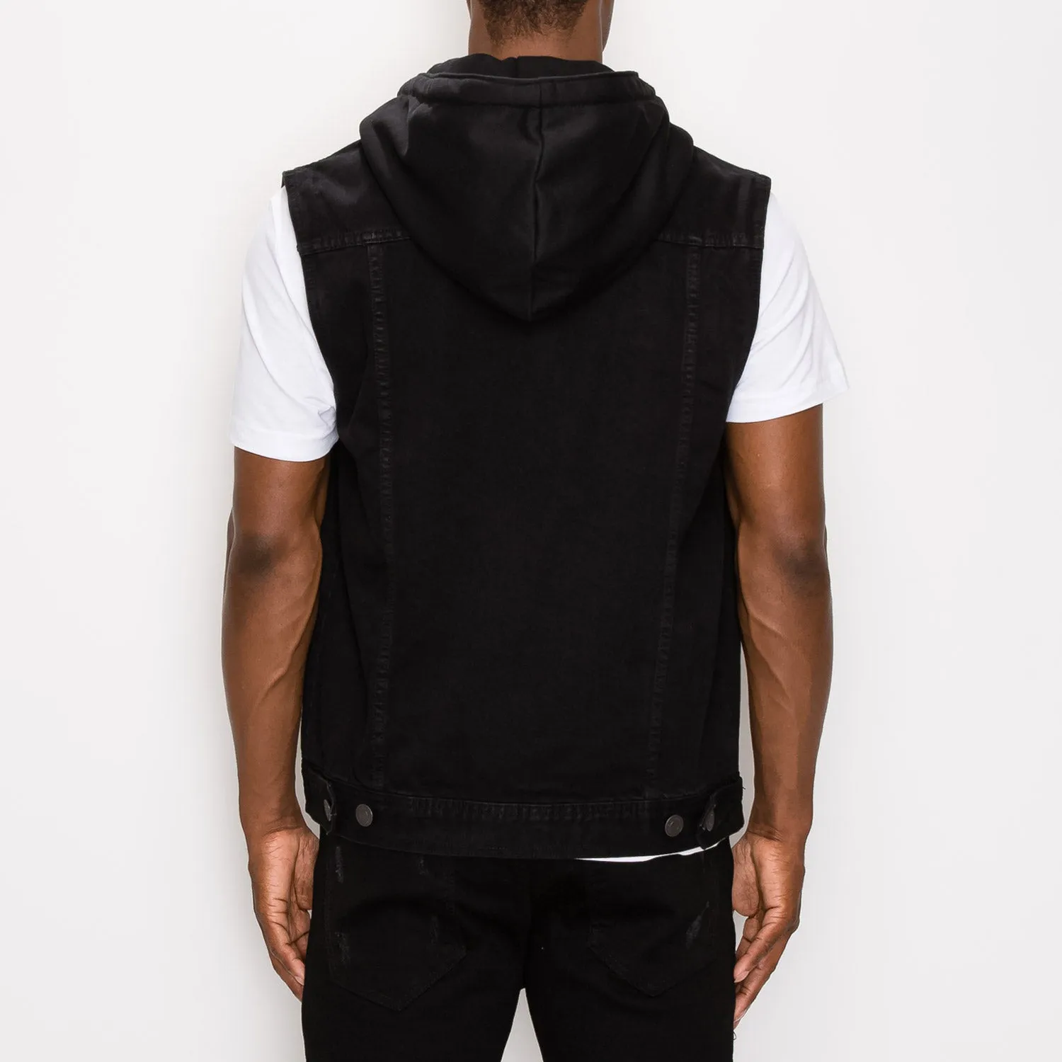 DK108 Detachable Hooded Denim Vest