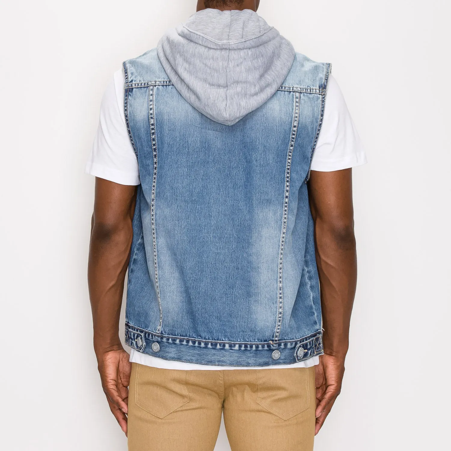 DK108 Detachable Hooded Denim Vest