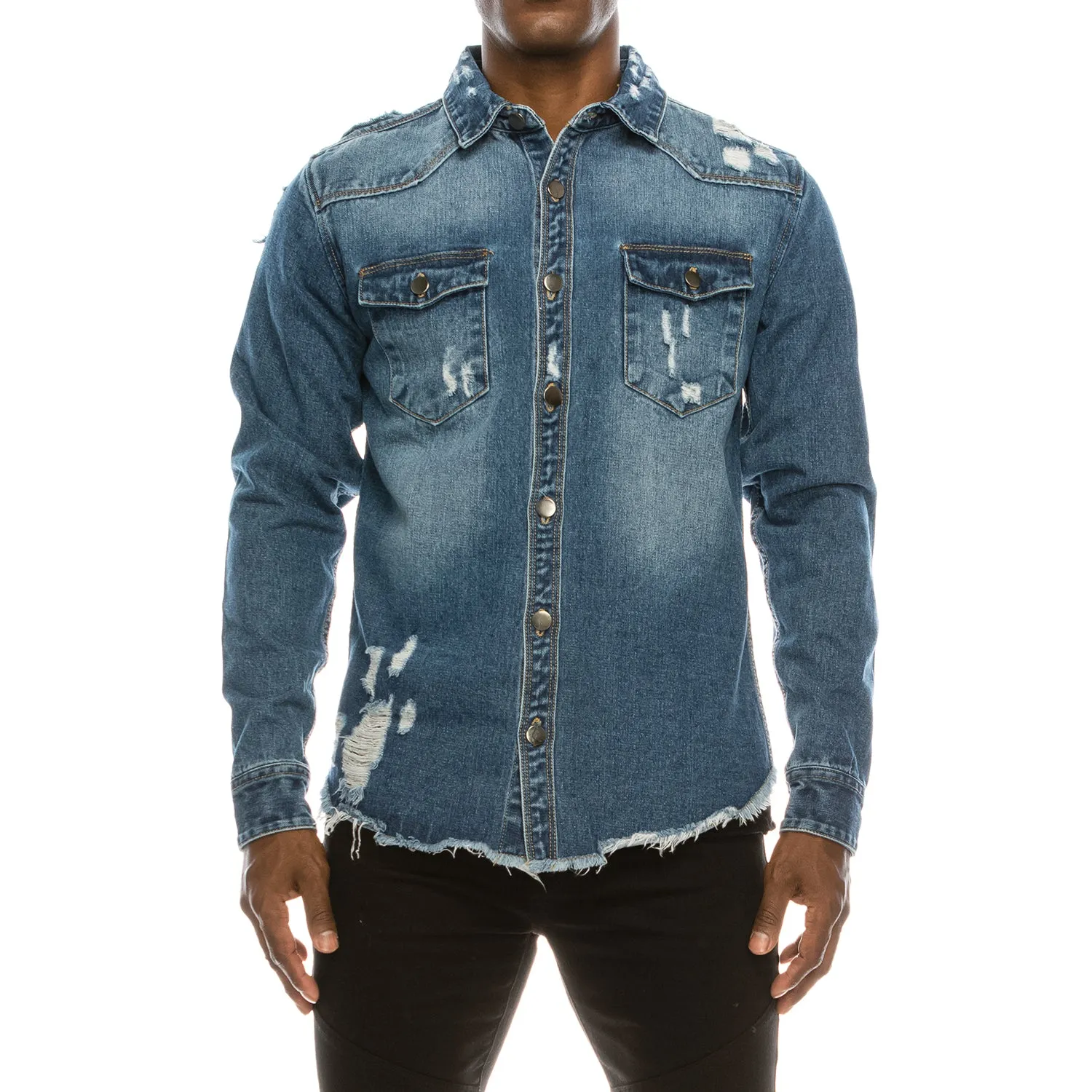 DK158 Ripped Denim Overshirt (Open Pack)