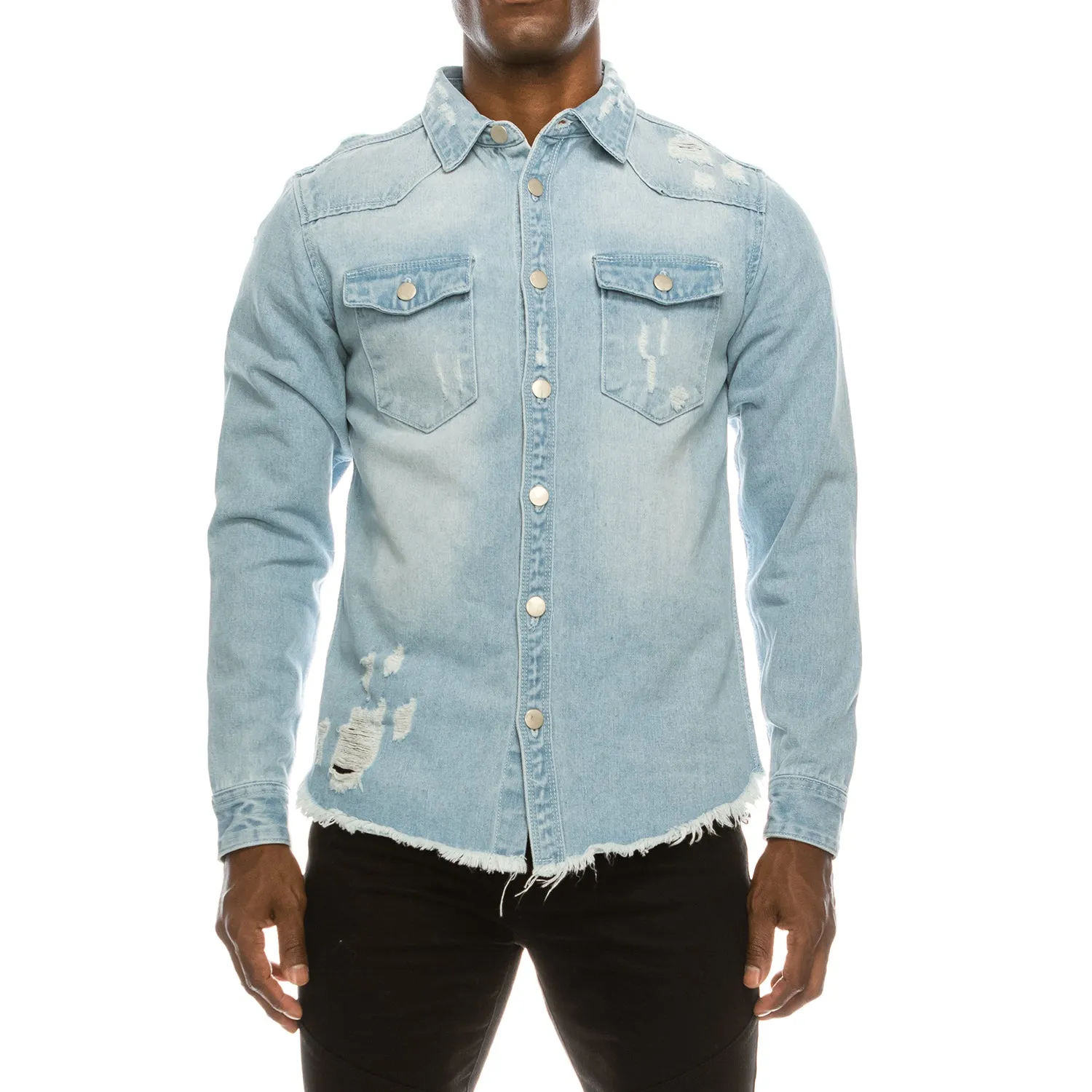 DK158 Ripped Denim Overshirt (Open Pack)