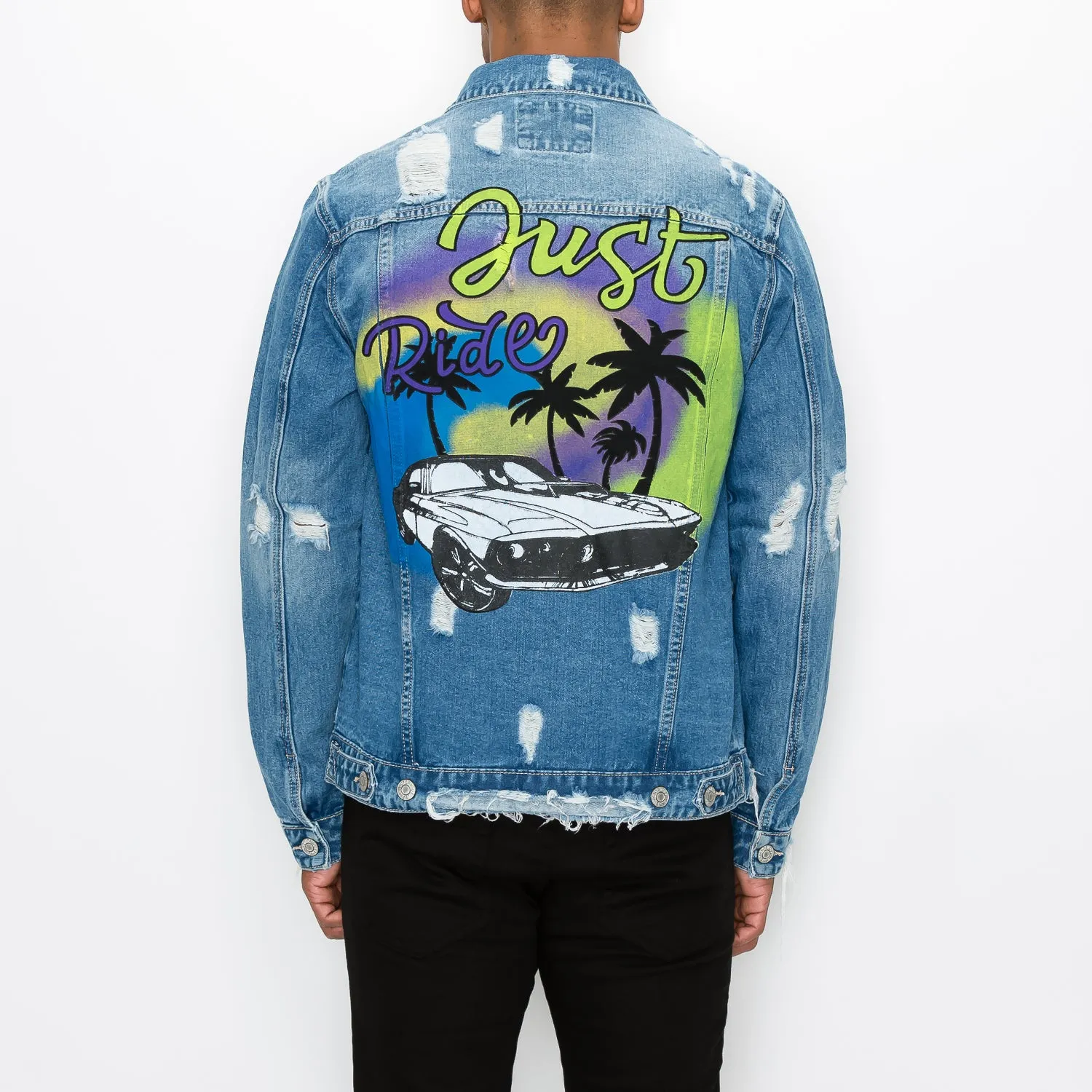 DK209 Just Ride Airbrush Denim Jacket