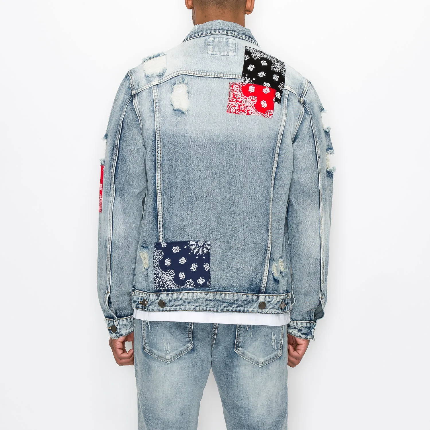 DK213 Bandana Patch Denim Jacket