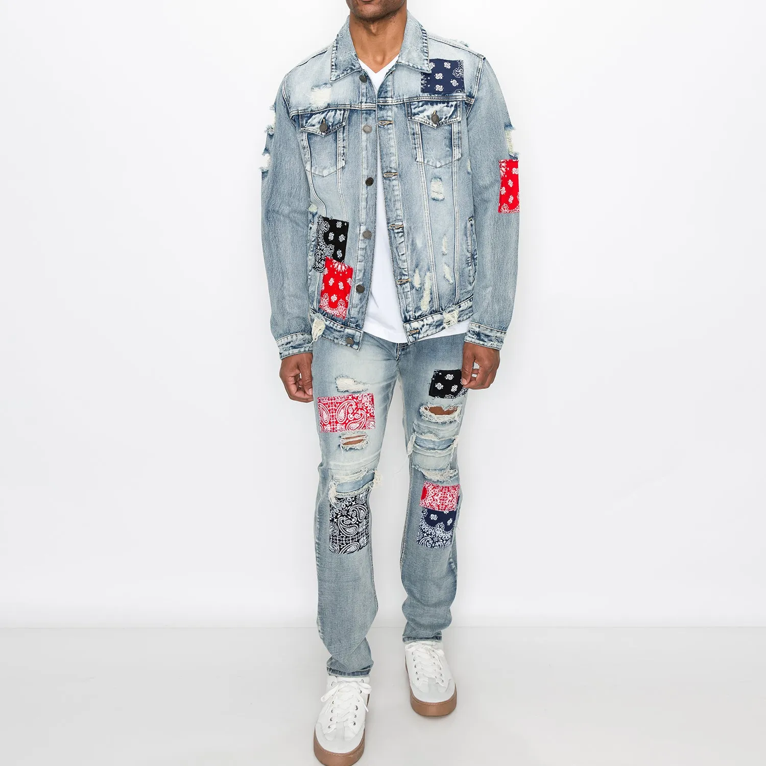 DK213 Bandana Patch Denim Jacket