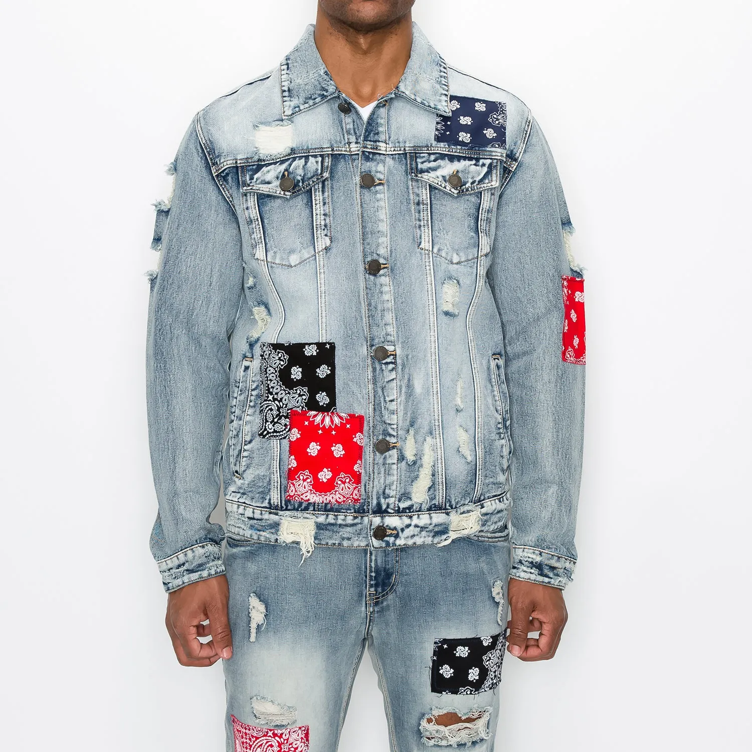 DK213 Bandana Patch Denim Jacket