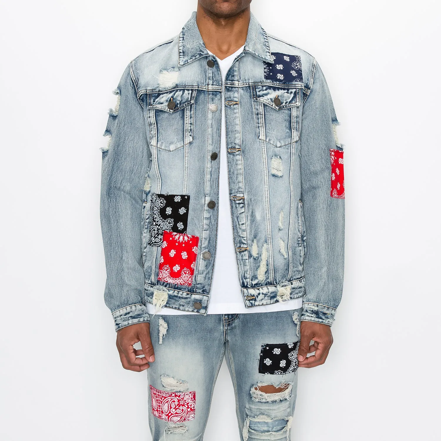 DK213 Bandana Patch Denim Jacket