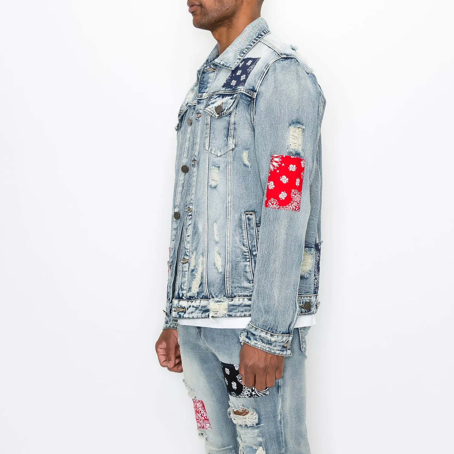 DK213 Bandana Patch Denim Jacket