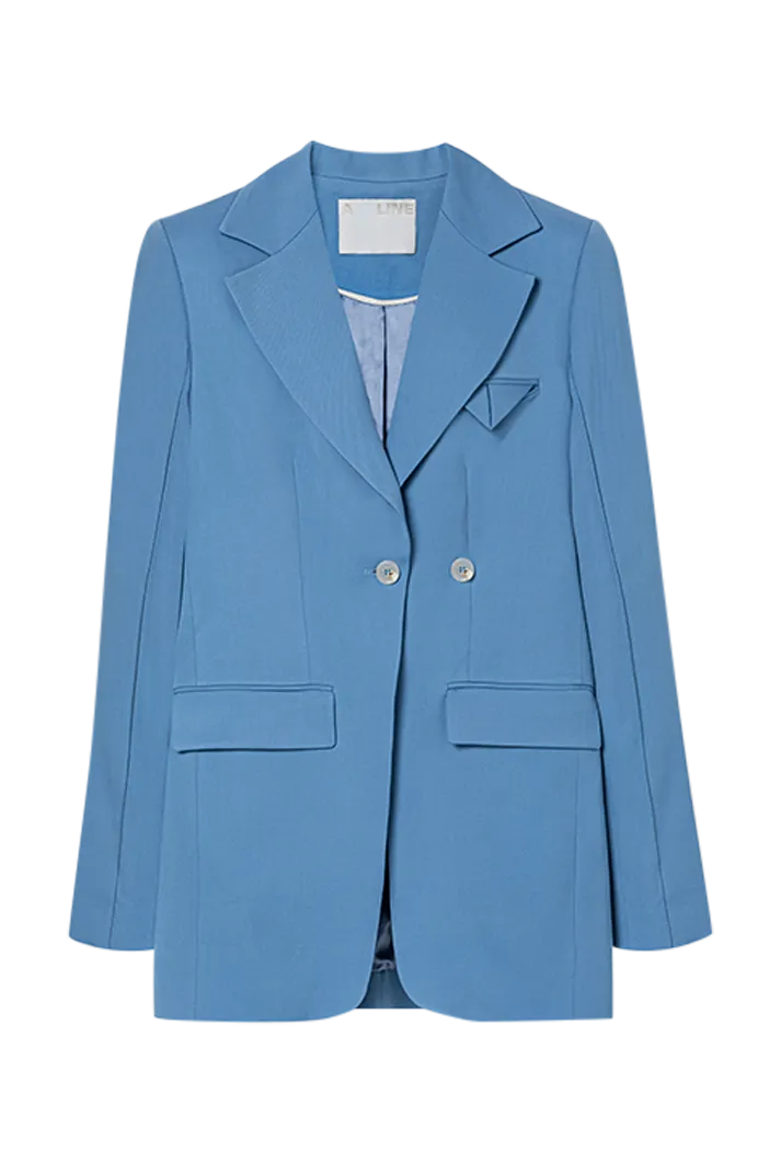 Double-Breasted Fitted Sky Blue Blazer