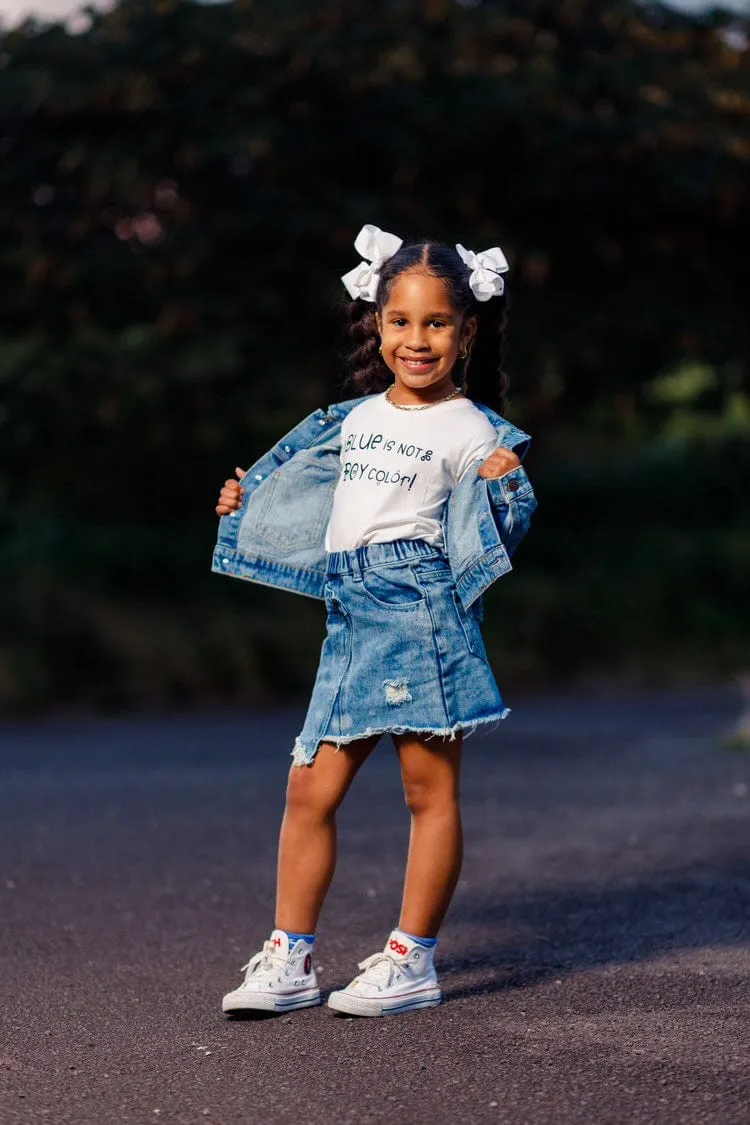 Early Dismissal Signature Distressed Denim Jacket