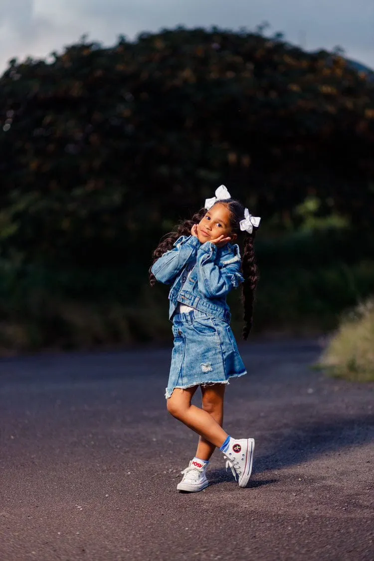 Early Dismissal Signature Distressed Denim Jacket