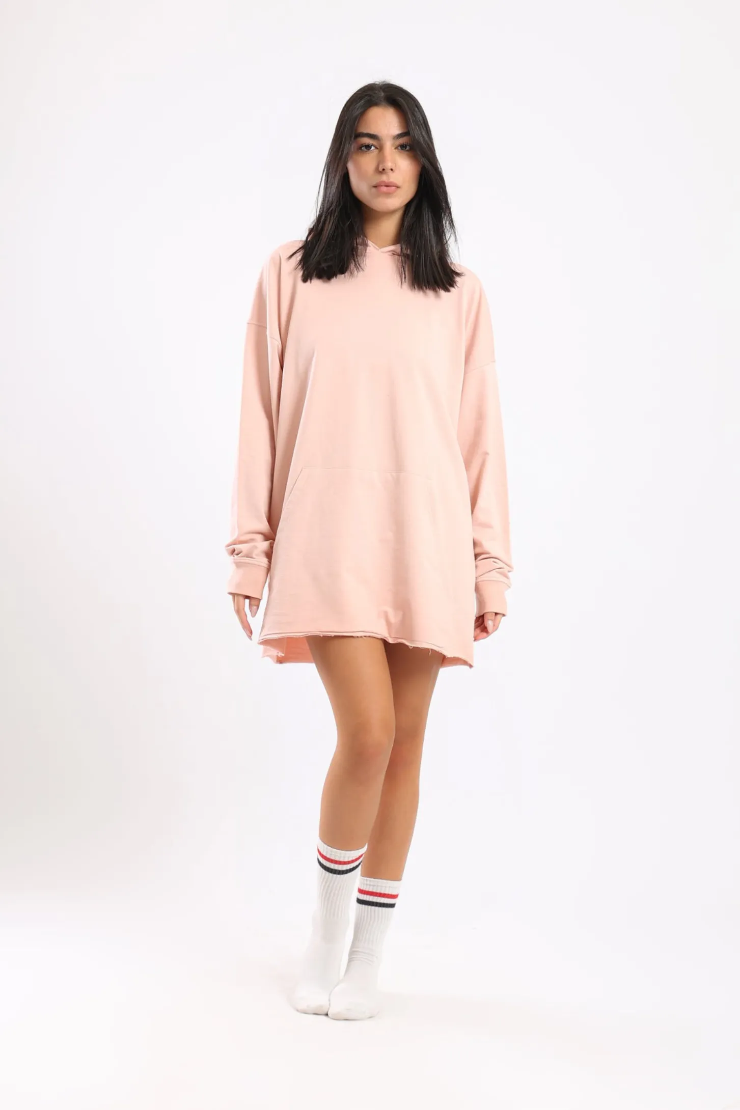 EASY DAY OVERSIZED HOODIE DRESS - BLUSH