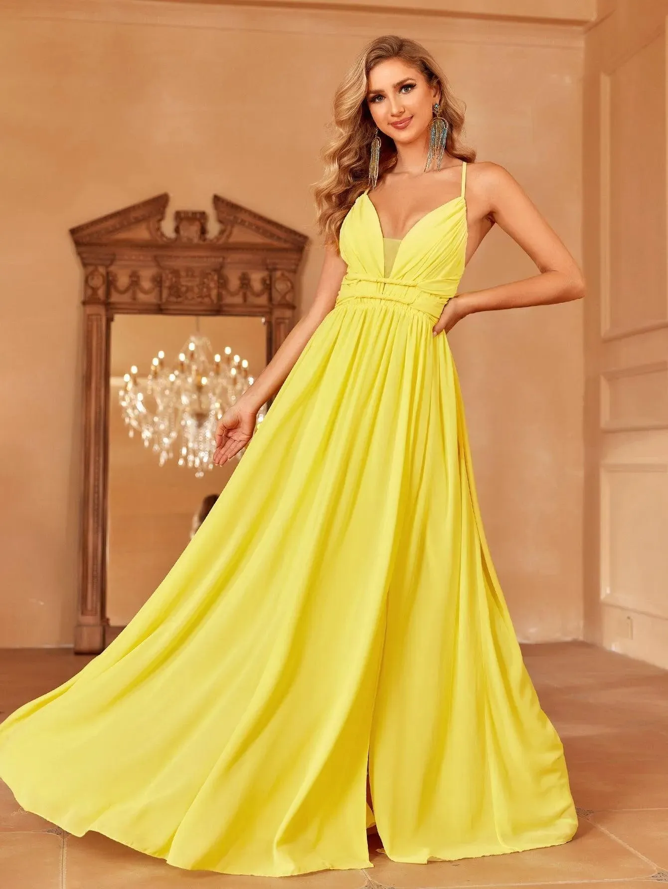 Elegant Twist Front Chiffon Cami Party Dress