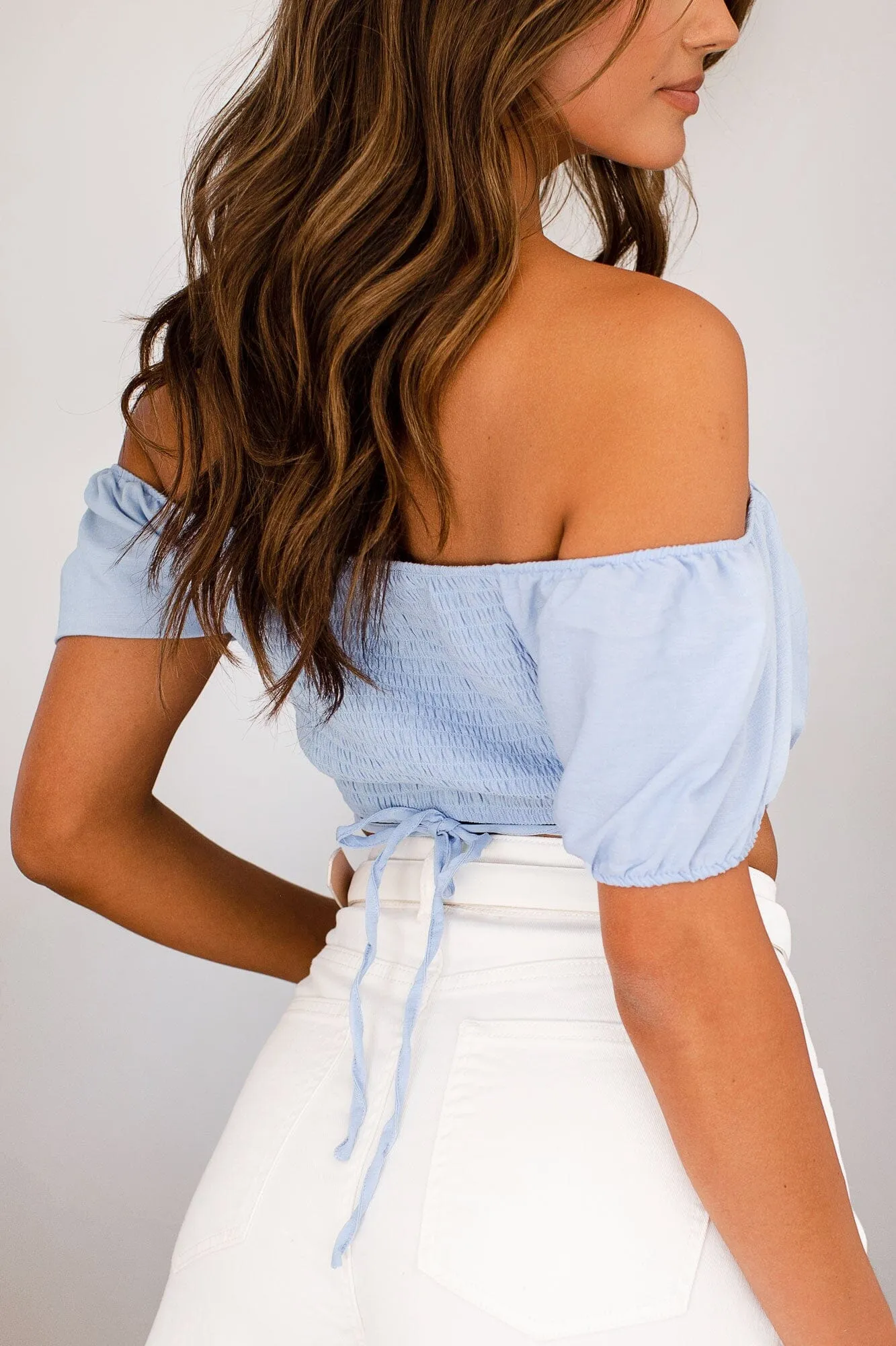 Ellie Blue Tie Crop Top